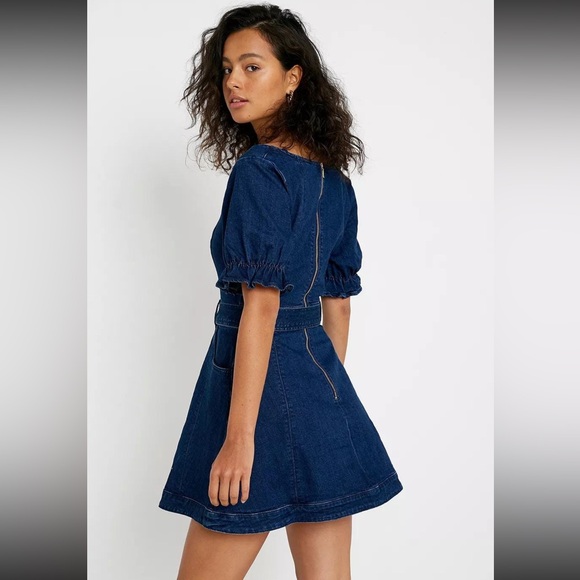 Finders Keepers Navy Puff Sleeve Mini Dress - Picture 6 of 11